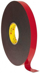 3M - 1" x 36 Yd Acrylic Adhesive Double Sided Tape - 45 mil Thick, Black, Acrylic Foam Liner, Continuous Roll, Series 5952 - All Tool & Supply