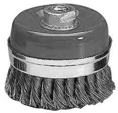 Value Collection - 5" Diam, M16x2.00 Threaded Arbor, Steel Fill Cup Brush - 0.0137 Wire Diam, 6,500 Max RPM - All Tool & Supply