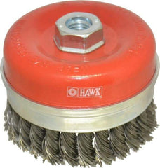 Value Collection - 4" Diam, 5/8-11 Threaded Arbor, Steel Fill Cup Brush - 0.0314 Wire Diam, 8,500 Max RPM - All Tool & Supply