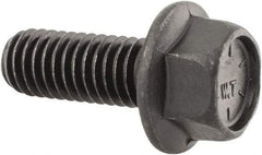 Value Collection - 3/8-16 UNC, 1" Length Under Head, Hex Drive Flange Bolt - 1" Thread Length, Grade 8 Alloy Steel, Smooth Flange, Phosphate & Oil Finish - All Tool & Supply