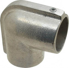 Hollaender - 1-1/2" Pipe, 90° Elbow, Aluminum Alloy Elbow Pipe Rail Fitting - Bright Finish - All Tool & Supply