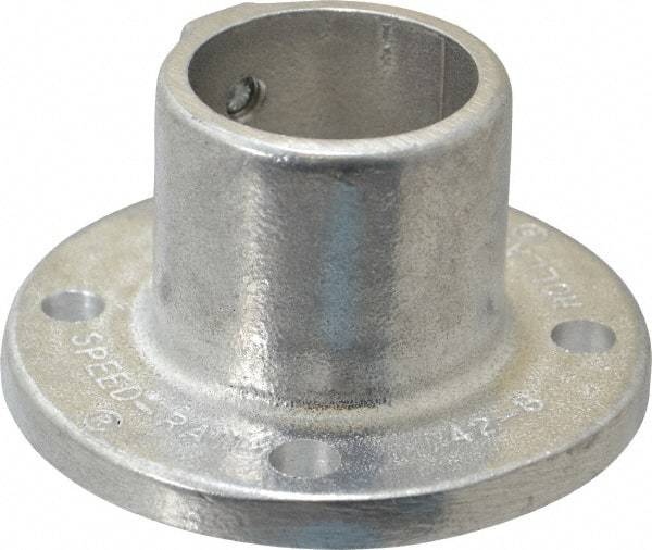 Hollaender - 1-1/2" Pipe, Base Flange, Aluminum Alloy Flange Pipe Rail Fitting - Bright Finish - All Tool & Supply