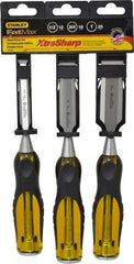 Stanley - 3 Piece Wood Chisel Set - 9" OAL, Sizes Included 1/2 to 1" - All Tool & Supply