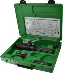 Greenlee - 5 Piece, 22.5" Punch Hole Diam, Hydraulic Punch Driver Kit - Round Punch, 10 Gage Mild Steel - All Tool & Supply