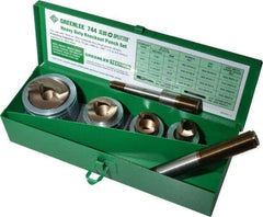 Greenlee - 7 Piece, 22.5 to 43.2mm Punch Hole Diam, Hydraulic Knockout Set - Round Punch, 10 Gage Mild Steel - All Tool & Supply