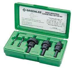 Greenlee - 5 Piece, 7/8" to 1-3/8" Saw Diam, Hole Saw Kit - Carbide-Tipped, Pilot Drill Model No. 123CT, Includes 3 Hole Saws - All Tool & Supply