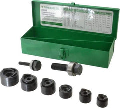 Greenlee - 15 Piece, 3/4 to 1-1/2" Punch Hole Diam, Manual Standard Punch Kit - Round Punch, 16 Gage Mild Steel - All Tool & Supply