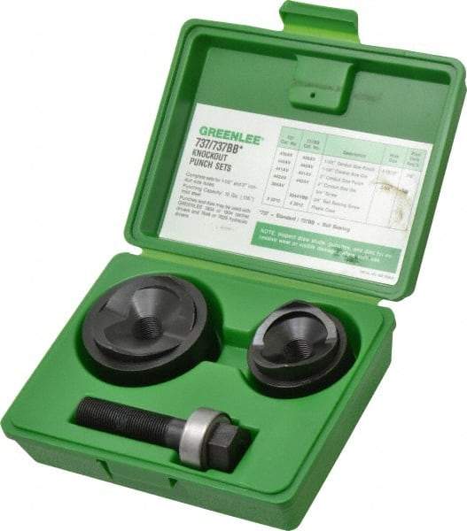 Greenlee - 6 Piece, 1-1/2 to 2" Punch Hole Diam, Manual Knockout Set - Round Punch, 10 Gage Mild Steel - All Tool & Supply