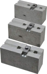 Abbott Workholding Products - 8" & Up Chuck Capacity, Tongue & Groove Attachment, Square Soft Lathe Chuck Jaw - 3 Jaws, Aluminum, 1-3/4" Btw Mount Hole Ctrs, 4" Long x 1-1/2" Wide x 2" High, 5/16" Groove, 3/8" Fastener - All Tool & Supply