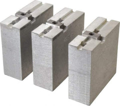 Abbott Workholding Products - 8" & Up Chuck Capacity, Tongue & Groove Attachment, Square Soft Lathe Chuck Jaw - 3 Jaws, Aluminum, 1-3/4" Btw Mount Hole Ctrs, 4" Long x 1-1/2" Wide x 4" High, 5/16" Groove, 3/8" Fastener - All Tool & Supply