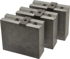 Abbott Workholding Products - 10" & Up Chuck Capacity, Tongue & Groove Attachment, Square Soft Lathe Chuck Jaw - 3 Jaws, Aluminum, 2-1/8" Btw Mount Hole Ctrs, 4-1/2" Long x 1-1/2" Wide x 4" High, 1/2" Groove, 1/2" Fastener - All Tool & Supply