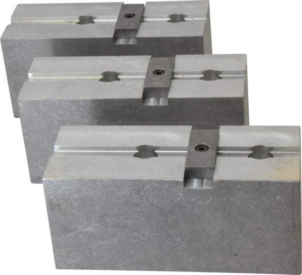 Abbott Workholding Products - 15 to 18" Chuck Capacity, Tongue & Groove Attachment, Square Soft Lathe Chuck Jaw - 3 Jaws, Aluminum, 3" Btw Mount Hole Ctrs, 6-1/2" Long x 2-1/2" Wide x 3" High, 1/2" Groove, 5/8" Fastener - All Tool & Supply