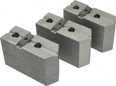 Abbott Workholding Products - 15 to 18" Chuck Capacity, Tongue & Groove Attachment, Square Soft Lathe Chuck Jaw - 3 Jaws, Aluminum, 3" Btw Mount Hole Ctrs, 6-1/2" Long x 2-1/2" Wide x 4" High, 1/2" Groove, 3/4" Fastener - All Tool & Supply