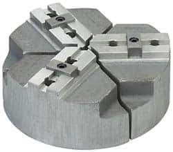 Abbott Workholding Products - 15" & Up Chuck Capacity, Tongue & Groove Attachment, Round Soft Lathe Chuck Jaw - 3 Jaws, Cast Aluminum, 3" Btw Mount Hole Ctrs, 18" Wide x 4" High, 1/2" Groove, 5/8" Fastener - All Tool & Supply