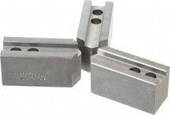 Abbott Workholding Products - 6-1/2" Chuck Capacity, 1/16" x 90 Serrated Attachment, Square Soft Lathe Chuck Jaw - 3 Jaws, Steel, 0.65" Btw Mount Hole Ctrs, 3" Long x 1-1/4" Wide x 1-1/2" High, 0.551" Groove, 0.3937" & 10mm Fastener - All Tool & Supply