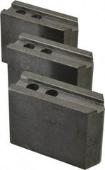 Abbott Workholding Products - 8" & Up Chuck Capacity, 1/16" x 90 Serrated Attachment, Square Soft Lathe Chuck Jaw - 3 Jaws, Steel, 29/32" Btw Mount Hole Ctrs, 4" Long x 1-1/2" Wide x 3" High, 0.669" Groove, 0.4724" & 12mm Fastener - All Tool & Supply