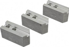 Abbott Workholding Products - 6" & Up Chuck Capacity, 1.5mm x 60° Serrated Attachment, Square Soft Lathe Chuck Jaw - 3 Jaws, Aluminum, 0.7874" Btw Mount Hole Ctrs, 3" Long x 1-1/4" Wide x 1-1/2" High, 0.4724" Groove, 0.3937" & 10mm Fastener - All Tool & Supply