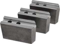 Abbott Workholding Products - 10" & Up Chuck Capacity, 1.5mm x 60° Serrated Attachment, Square Soft Lathe Chuck Jaw - 3 Jaws, Steel, 1.1811" Btw Mount Hole Ctrs, 4-1/2" Long x 1-1/2" Wide x 3" High, 0.6299" Groove, 0.4724" & 12mm Fastener - All Tool & Supply