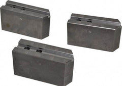 Abbott Workholding Products - 10" & Up Chuck Capacity, 1.5mm x 60° Serrated Attachment, Square Soft Lathe Chuck Jaw - 3 Jaws, Steel, 1.1811" Btw Mount Hole Ctrs, 5-1/2" Long x 2" Wide x 3" High, 0.6299" Groove, 0.4724" & 12mm Fastener - All Tool & Supply