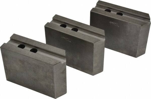 Abbott Workholding Products - 12" & Up Chuck Capacity, 1.5mm x 60° Serrated Attachment, Square Soft Lathe Chuck Jaw - 3 Jaws, Steel, 1.1811" Btw Mount Hole Ctrs, 5-1/2" Long x 2" Wide x 4" High, 0.7087" Groove, 0.5512" & 14mm Fastener - All Tool & Supply