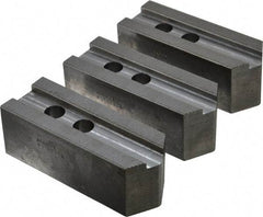 Abbott Workholding Products - 12" & Up Chuck Capacity, 1.5mm x 60° Serrated Attachment, Square Soft Lathe Chuck Jaw - 3 Jaws, Steel, 1.1811" Btw Mount Hole Ctrs, 5-1/2" Long x 2" Wide x 2" High, 0.8268" Groove, 0.6299" & 16mm Fastener - All Tool & Supply