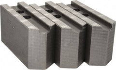 Abbott Workholding Products - 12" & Up Chuck Capacity, 1.5mm x 60° Serrated Attachment, Square Soft Lathe Chuck Jaw - 3 Jaws, Steel, 1.1811" Btw Mount Hole Ctrs, 5-1/2" Long x 2" Wide x 3" High, 0.8268" Groove, 0.6299" & 16mm Fastener - All Tool & Supply