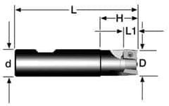 Cutting Tool Technologies - 1-1/2" Cut Diam, 0.38" Max Depth of Cut, 1" Shank Diam, 4" OAL, Indexable Square Shoulder End Mill - APKT 1003... Inserts, Weldon Shank, 90° Lead Angle - All Tool & Supply