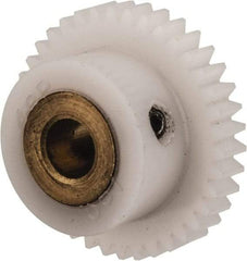 Made in USA - 48 Pitch, 0.792" Pitch Diam, 0.833" OD, 38 Tooth Spur Gear - 1/8" Face Width, 3/16" Bore Diam, 35/64" Hub Diam, 20° Pressure Angle, Acetal - All Tool & Supply