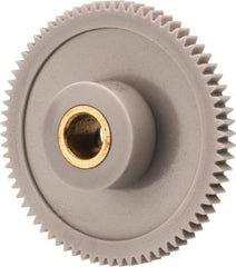 Made in USA - 48 Pitch, 1-1/2" Pitch Diam, 1.542" OD, 72 Tooth Spur Gear - 1/8" Face Width, 1/4" Bore Diam, 39/64" Hub Diam, 20° Pressure Angle, Acetal - All Tool & Supply