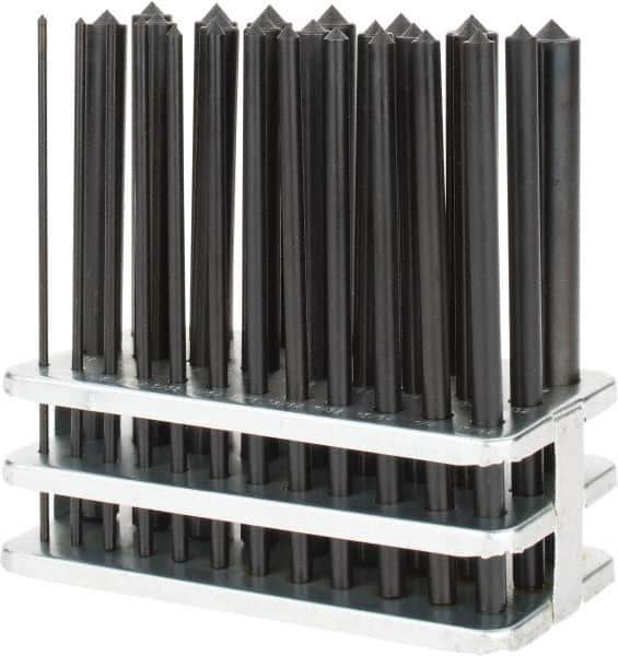 Value Collection - 28 Piece, 3/32 to 17/32", Transfer Punch Set - Round Shank, Comes in Stand - All Tool & Supply