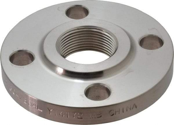 Merit Brass - 1-1/4" Pipe, 4-5/8" OD, Stainless Steel, Threaded Pipe Flange - 3-1/2" Across Bolt Hole Centers, 5/8" Bolt Hole, 150 psi, Grades 304 & 304L - All Tool & Supply