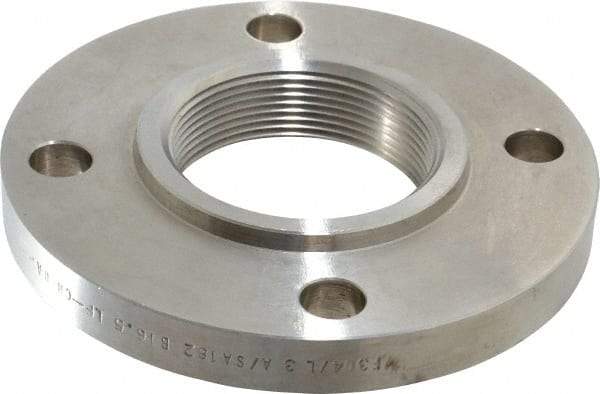 Value Collection - 3" Pipe, 7-1/2" OD, Stainless Steel, Threaded Pipe Flange - 6" Across Bolt Hole Centers, 3/4" Bolt Hole, 150 psi, Grades 304 & 304L - All Tool & Supply