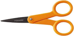 Fiskars - 1-13/16" LOC, 4-15/16" OAL Coated Stainless Steel Non Stick Scissors - Ambidextrous, Plastic Straight Handle, For General Purpose Use - All Tool & Supply