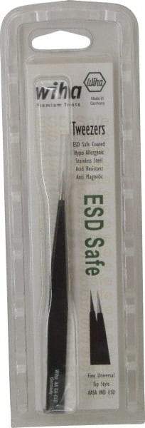 Wiha - 5-1/8" OAL AA-SA ESD Safe Tweezers - Universal Fine Point - All Tool & Supply