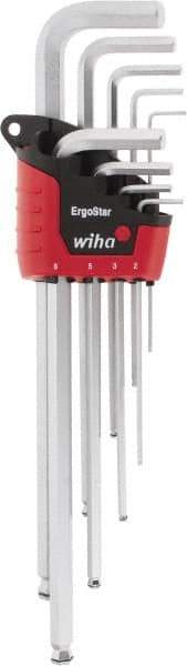 Wiha - 9 Piece L-Key Ball End Hex Key Set - Hex Range 1.5 to 10mm - All Tool & Supply