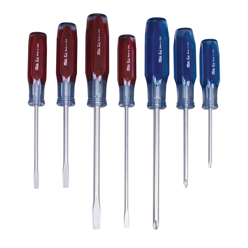 Martin Tools - Screwdriver Sets; Screwdriver Types Included: Philips; Round ; Number of Pieces: 7.000 ; Phillips Size Range: #1, #2, #3 ; Case Type: Plastic Pouch ; Handle Type: Acetate - Exact Industrial Supply