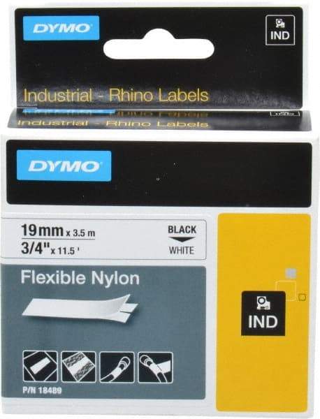 Rhino - 138" Long, White Nylon Flexible Tape - For DYMO Brand Labeling Equipment Designed for "D1" Tapes (Check Width Compatibility) - All Tool & Supply