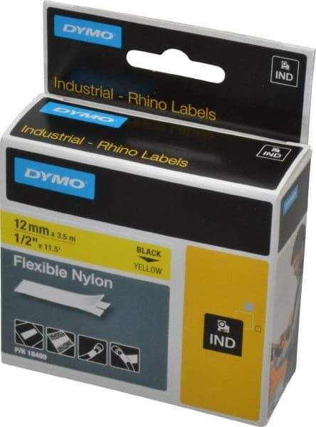 Rhino - 138" Long, Yellow Nylon Flexible Tape - For DYMO Brand Labeling Equipment Designed for "D1" Tapes (Check Width Compatibility) - All Tool & Supply