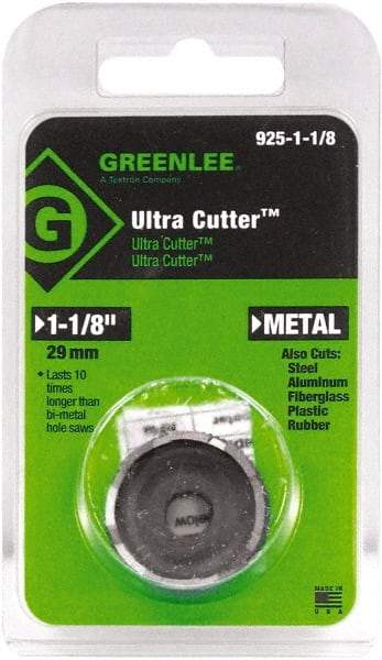 Greenlee - 1-1/8" Diam, 0.53" Cutting Depth, Hole Saw - High Speed Steel Saw, Toothed Edge - All Tool & Supply