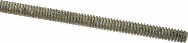 Value Collection - #6-32 UNC (Coarse), 2' Long, Low Carbon Steel Threaded Rod - Zinc-Plated Finish, Right Hand Thread - All Tool & Supply