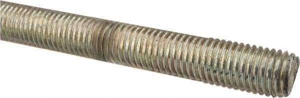 Made in USA - 3/4-10 UNC (Coarse), 2' Long, Low Carbon Steel Threaded Rod - Zinc-Plated Finish, Right Hand Thread - All Tool & Supply