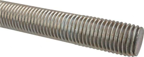 Made in USA - 1-8 UNC (Coarse), 2' Long, Low Carbon Steel Threaded Rod - Zinc-Plated Finish, Right Hand Thread - All Tool & Supply