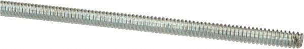 Value Collection - #6-32 UNC (Coarse), 3' Long, Low Carbon Steel Threaded Rod - Zinc-Plated Finish, Right Hand Thread - All Tool & Supply