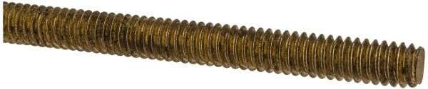 Made in USA - 1/4-20 UNC (Coarse), 2' Long, Brass Threaded Rod - Right Hand Thread - All Tool & Supply