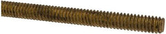 Made in USA - 1/4-20 UNC (Coarse), 2' Long, Brass Threaded Rod - Right Hand Thread - All Tool & Supply