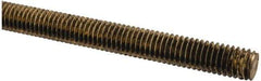 Made in USA - 3/8-16 UNC (Coarse), 2' Long, Brass Threaded Rod - Right Hand Thread - All Tool & Supply