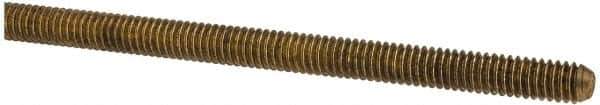 Made in USA - #8-32 UNC (Coarse), 3' Long, Brass Threaded Rod - Right Hand Thread - All Tool & Supply