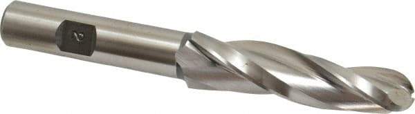 Made in USA - 2° Taper Angle per Side, 1/2" Small End Diam, 2-1/4" LOC, High Speed Steel 3 Flute Tapered Ball End Mill - 4-1/4" OAL, 1/2" Shank Diam - All Tool & Supply