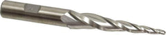 Made in USA - 5° Taper Angle per Side, 1/8" Small End Diam, 2-1/2" LOC, High Speed Steel 3 Flute Tapered Ball End Mill - 4-1/2" OAL, 1/2" Shank Diam, Spiral Flute - All Tool & Supply