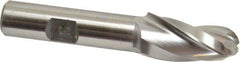 Made in USA - 5° Taper Angle per Side, 1/2" Small End Diam, 1-1/4" LOC, High Speed Steel 3 Flute Tapered Ball End Mill - 3-1/8" OAL, 1/2" Shank Diam - All Tool & Supply